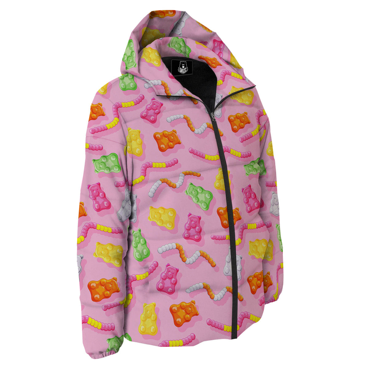 Sweet Gummy Bears And Worms Print Pattern Down Jacket-grizzshop