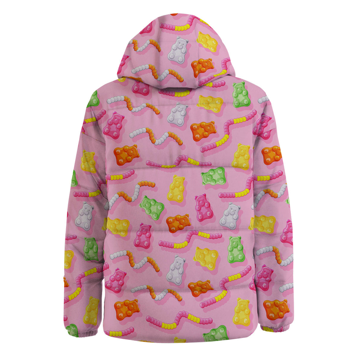 Sweet Gummy Bears And Worms Print Pattern Down Jacket-grizzshop