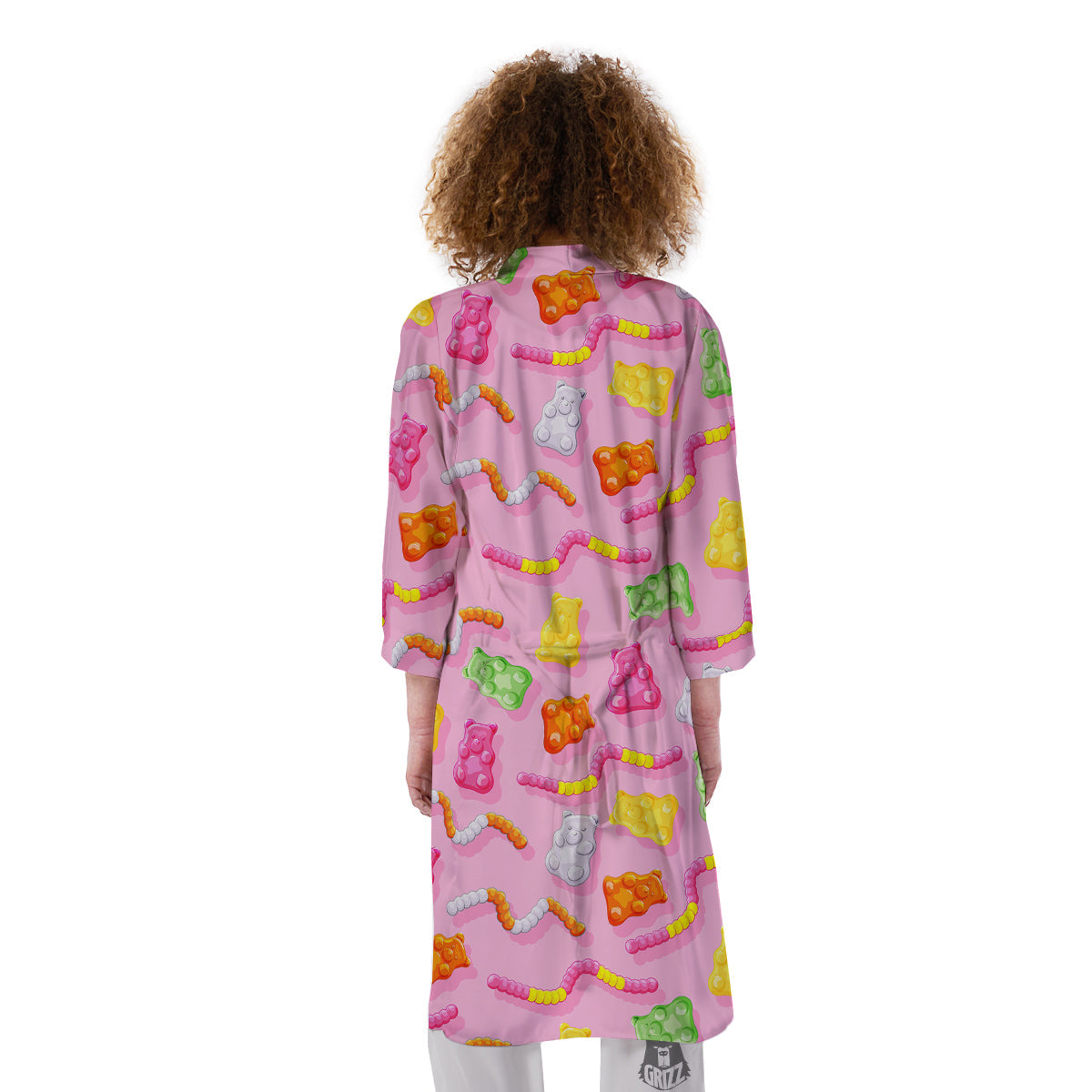 Sweet Gummy Bears And Worms Print Pattern Kimono-grizzshop