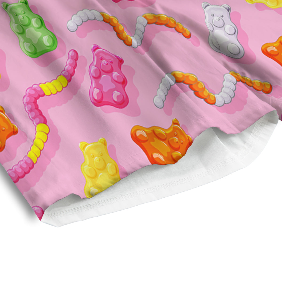 Sweet Gummy Bears And Worms Print Pattern Men's Athletic Shorts