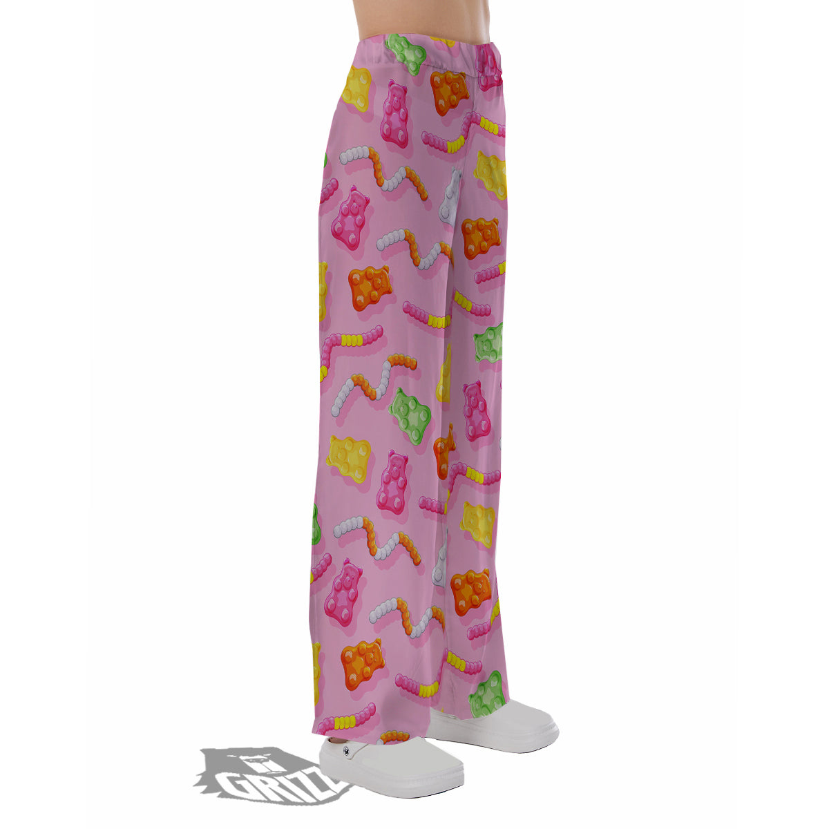 Sweet Gummy Bears And Worms Print Pattern Pajama Pants-grizzshop