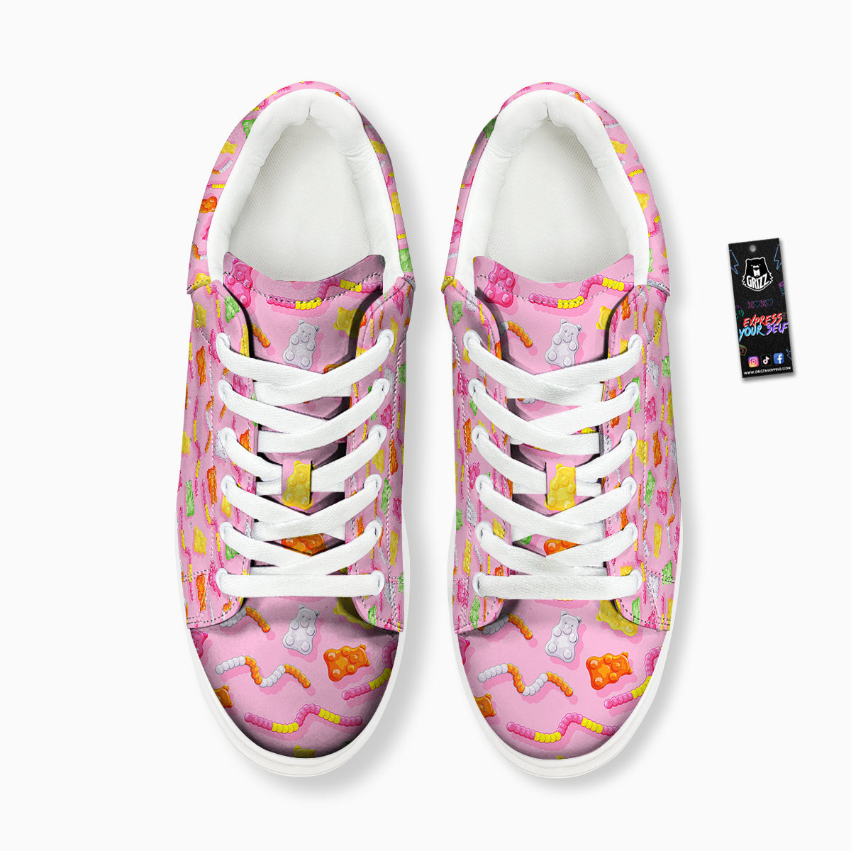 Sweet Gummy Bears And Worms Print Pattern Platform Shoes-grizzshop