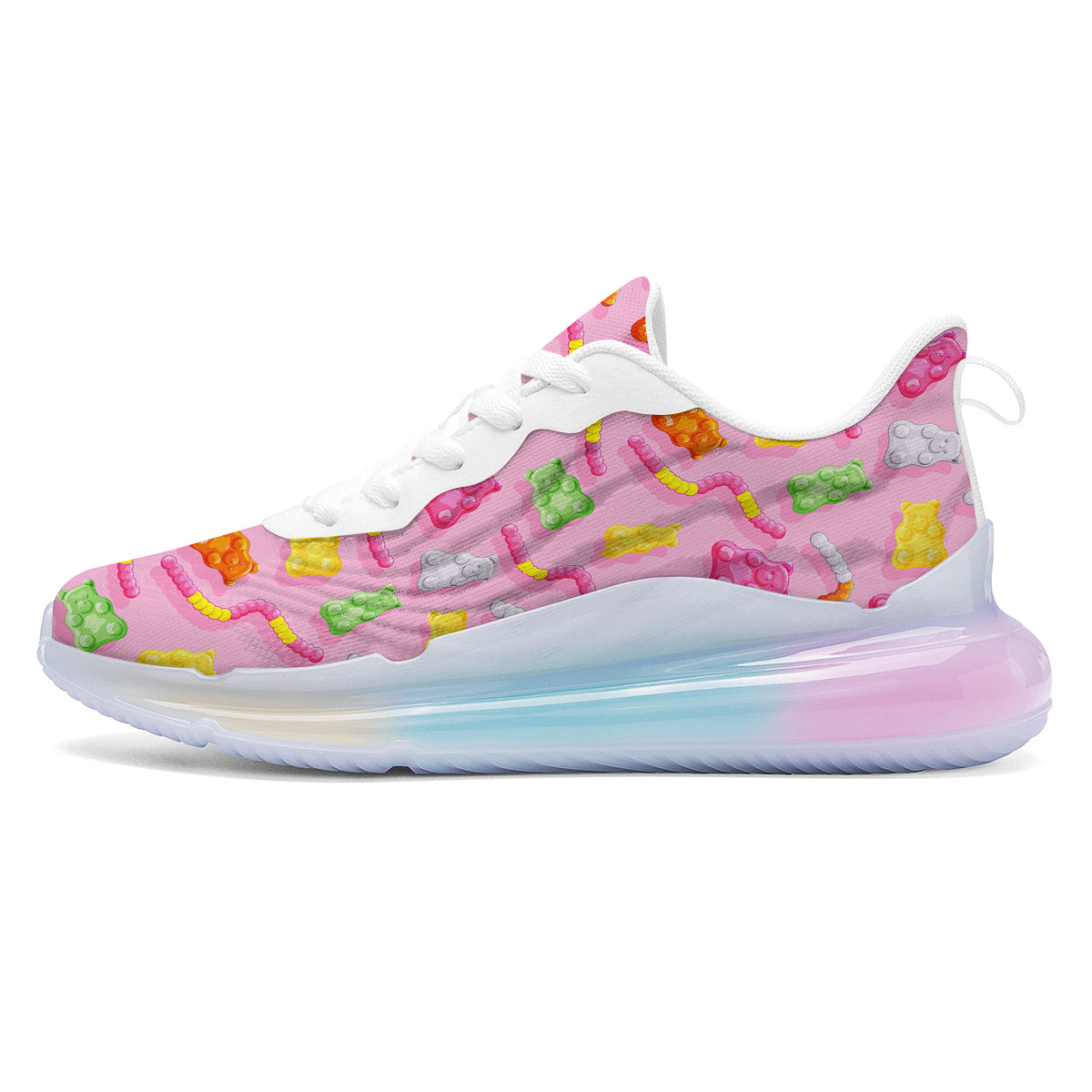 Sweet Gummy Bears And Worms Print Pattern Running Sneakers-grizzshop