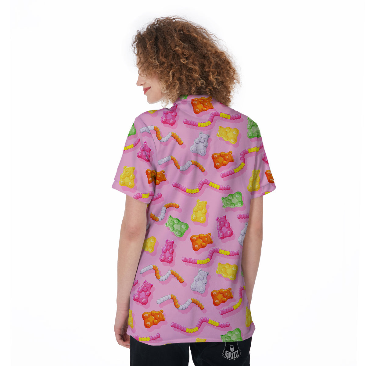 Sweet Gummy Bears And Worms Print Pattern Women's Golf Shirts-grizzshop