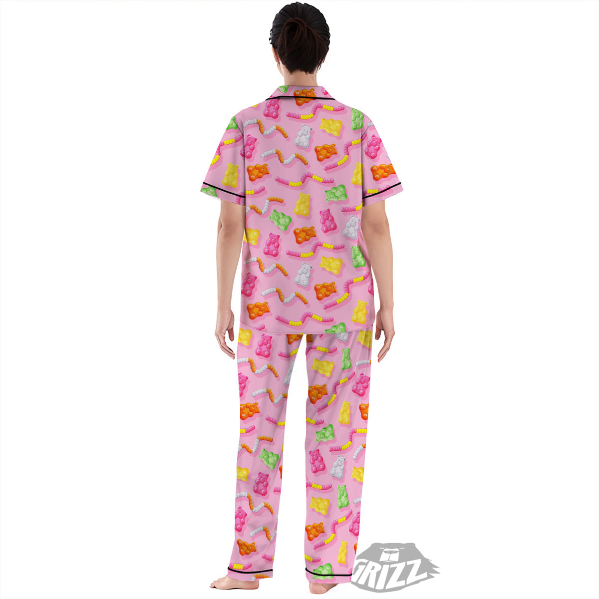 Sweet Gummy Bears And Worms Print Pattern Women's Pajamas Set-grizzshop