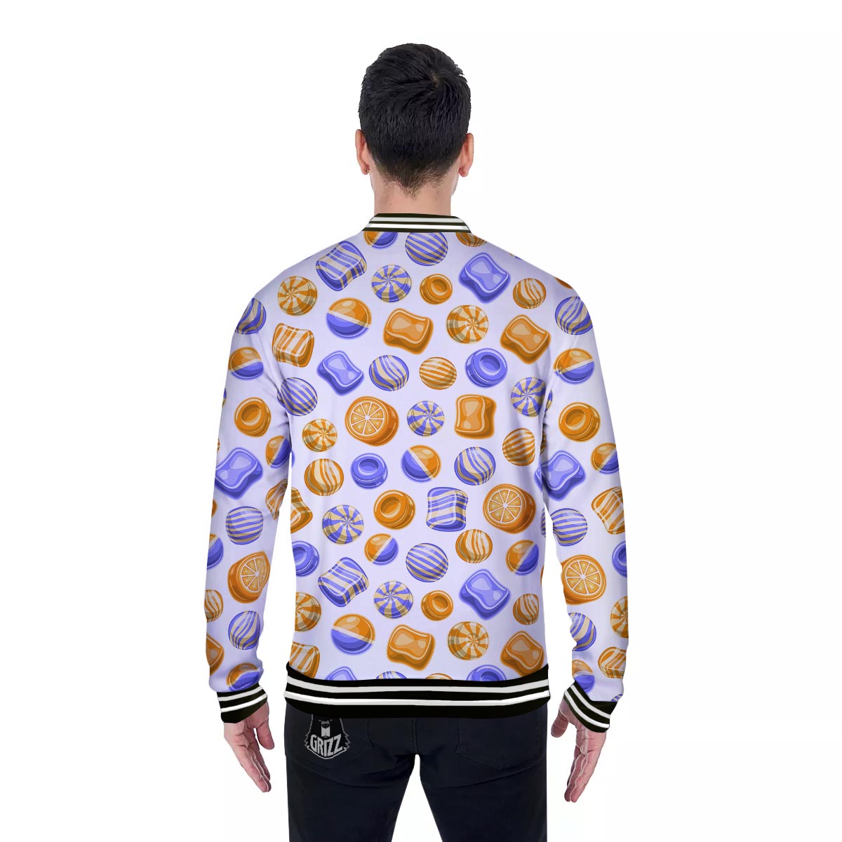 Sweet Gummy Print Pattern Baseball Jacket-grizzshop