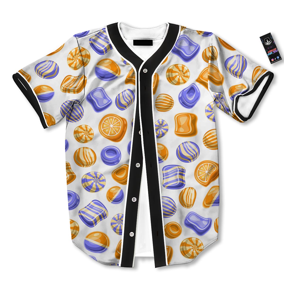 Sweet Gummy Print Pattern Baseball Jersey-grizzshop