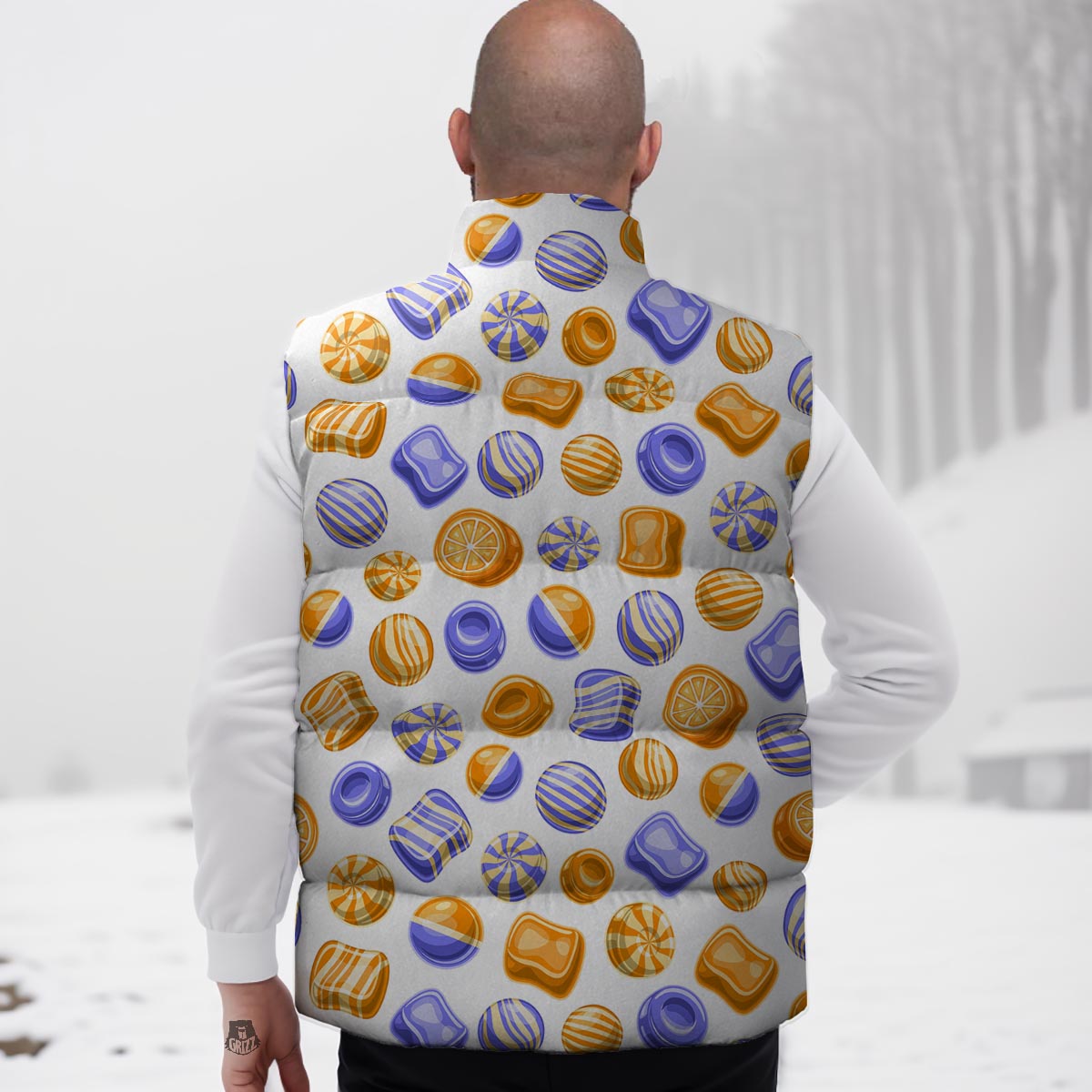 Sweet Gummy Print Pattern Down Vest
