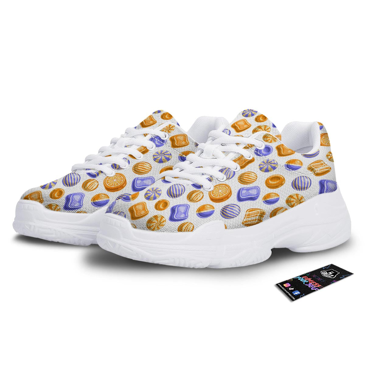 Sweet Gummy Print Pattern White Chunky Shoes-grizzshop