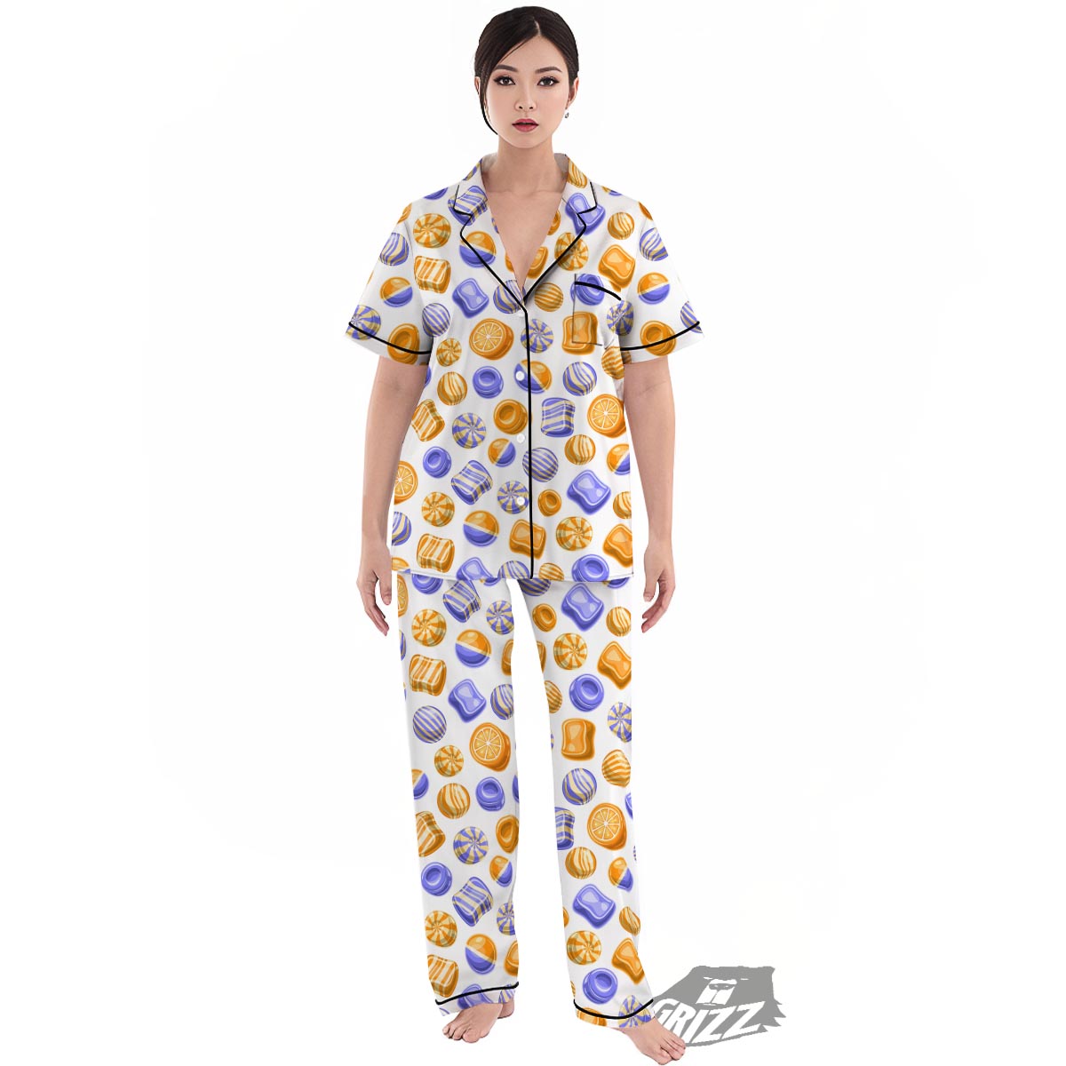 Sweet Gummy Print Pattern Women's Pajamas Set-grizzshop