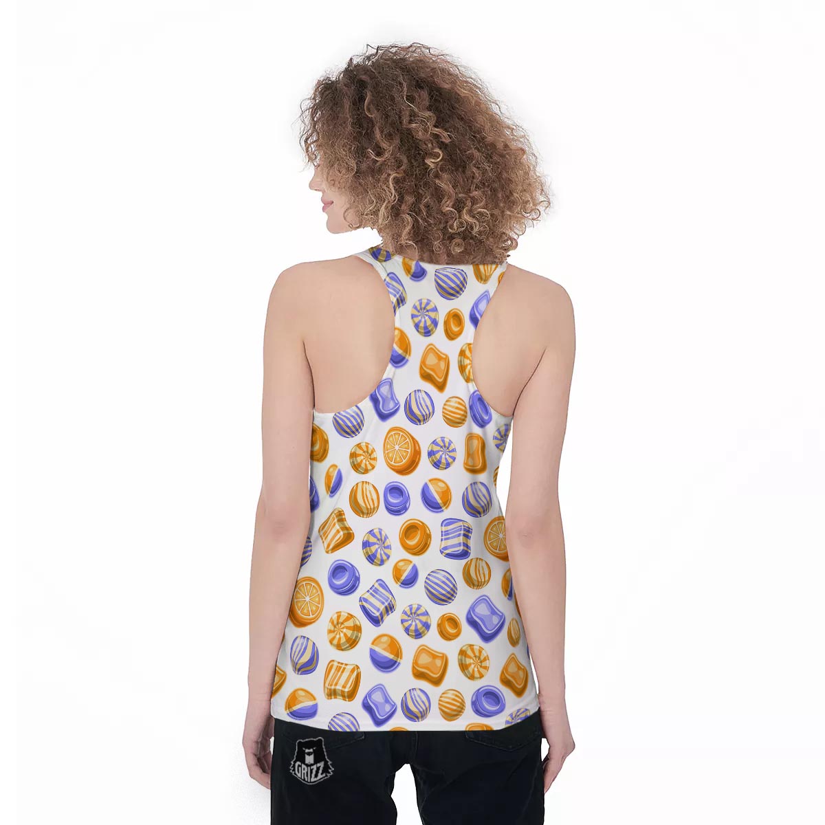 Sweet Gummy Print Pattern Women's Racerback Tank Top-grizzshop