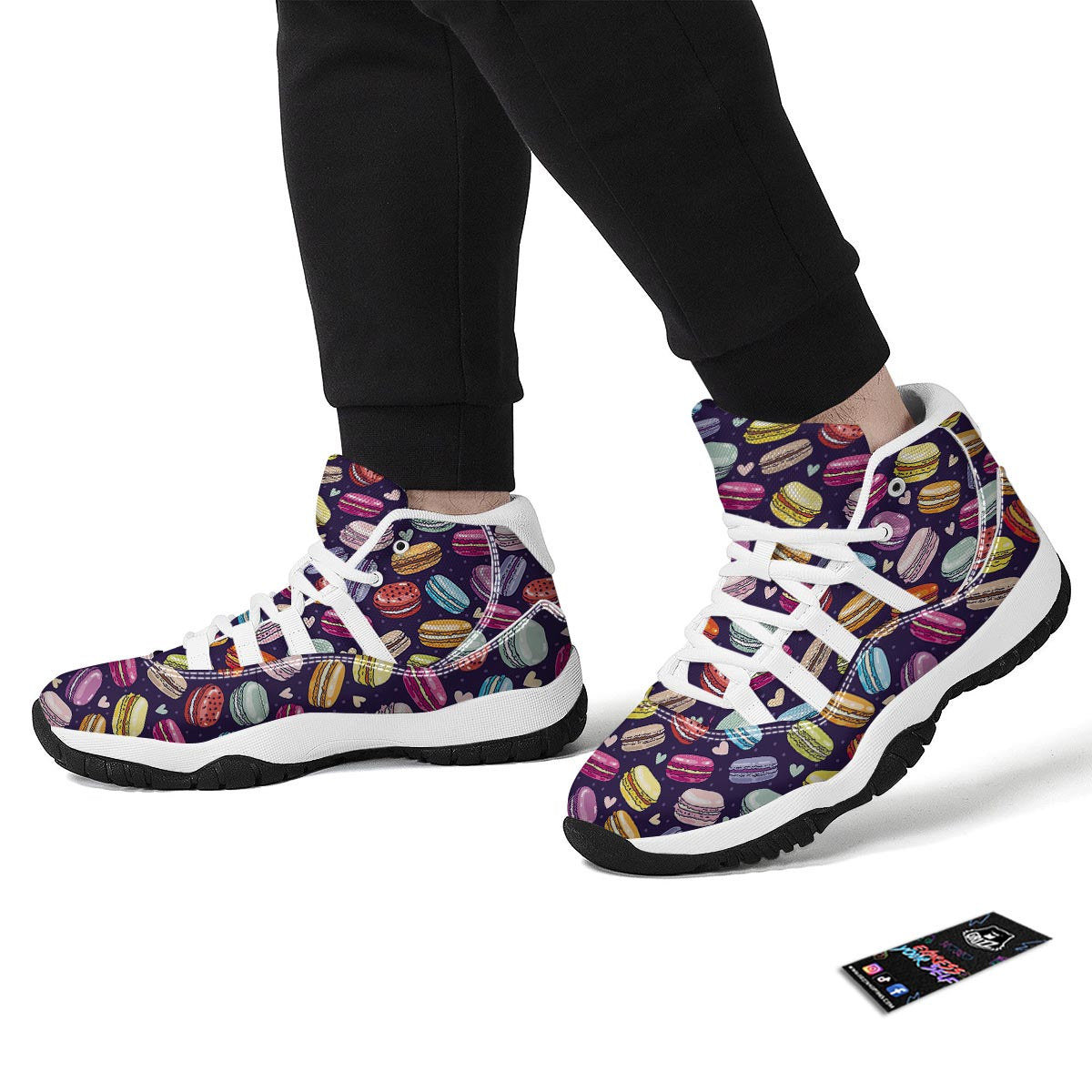 Sweet Macaron Print Pattern White Bball Shoes-grizzshop