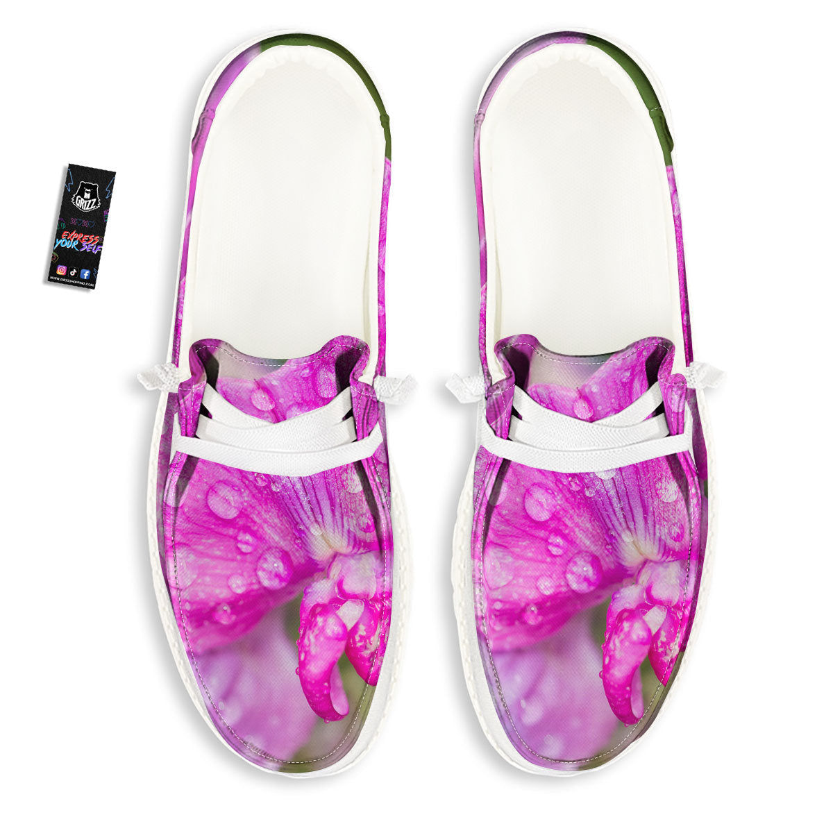 Sweet Pea Purple Print Black Loafers-grizzshop