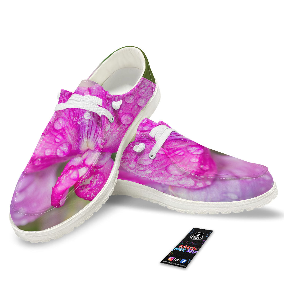 Sweet Pea Purple Print Black Loafers-grizzshop