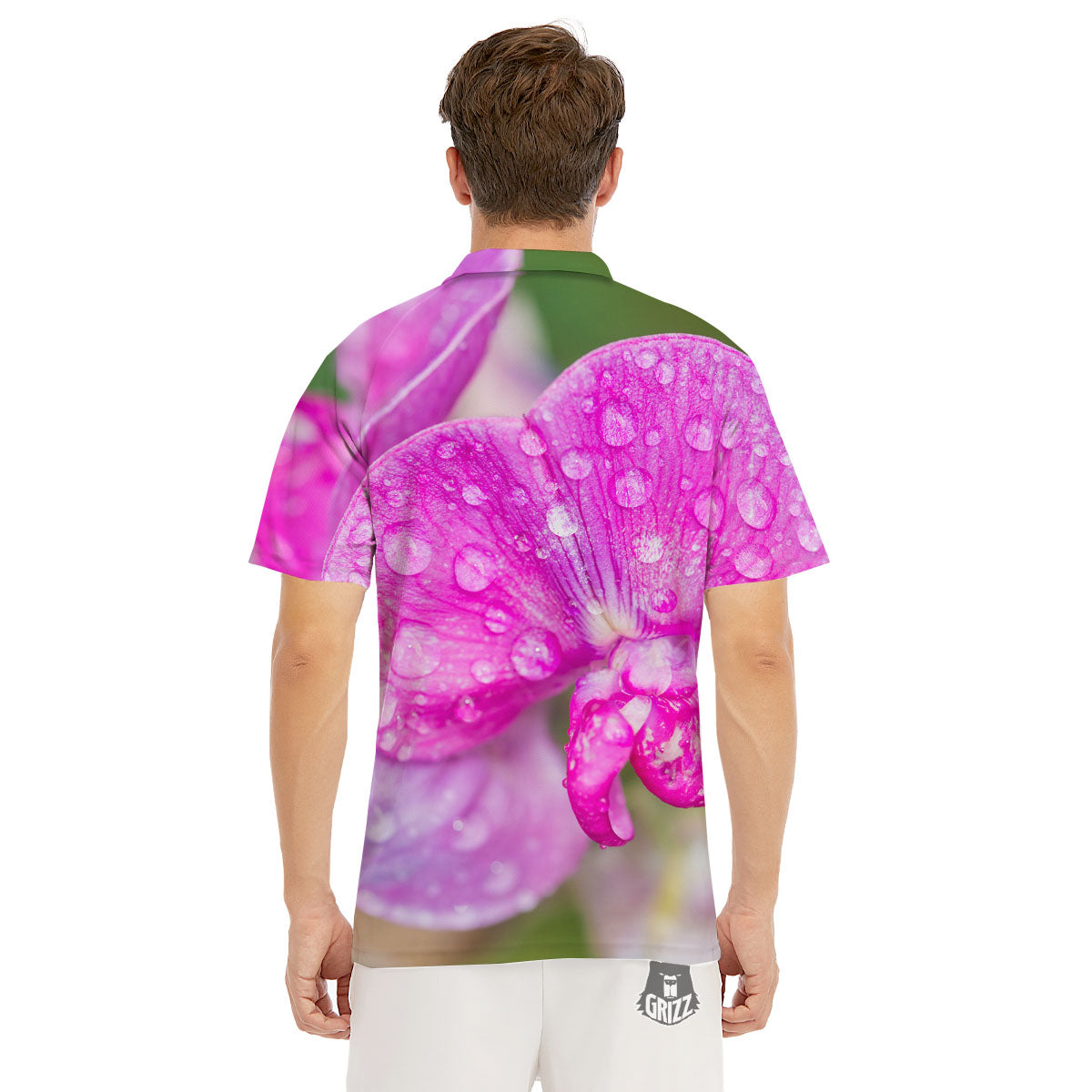 Sweet Pea Purple Print Men's Golf Shirts-grizzshop