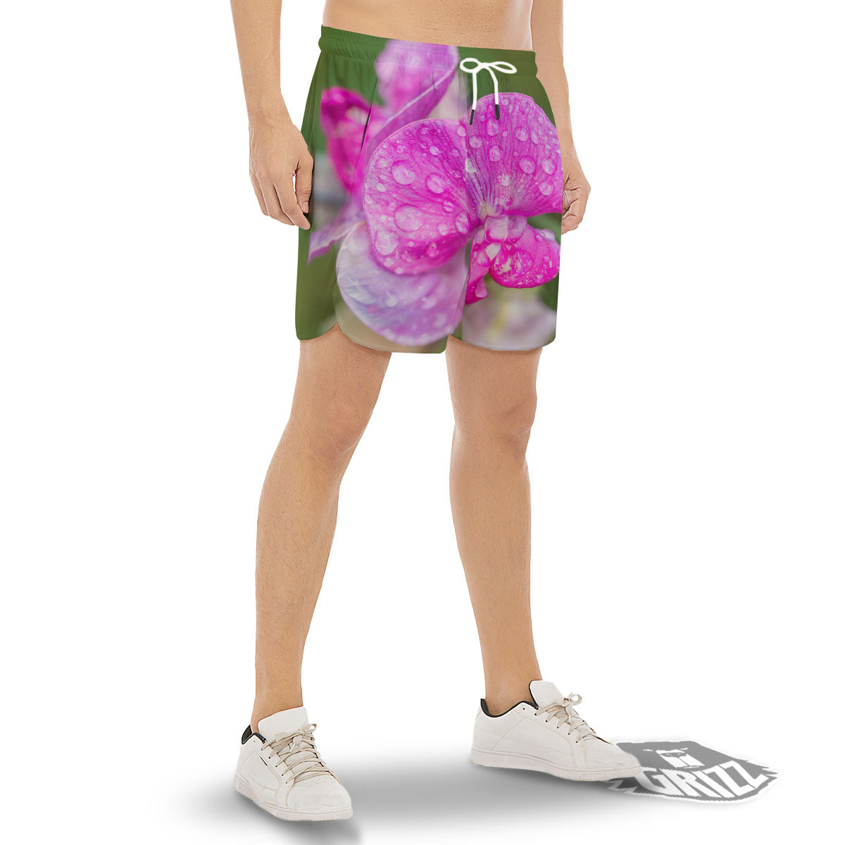 Sweet Pea Purple Print Men's Gym Shorts-grizzshop