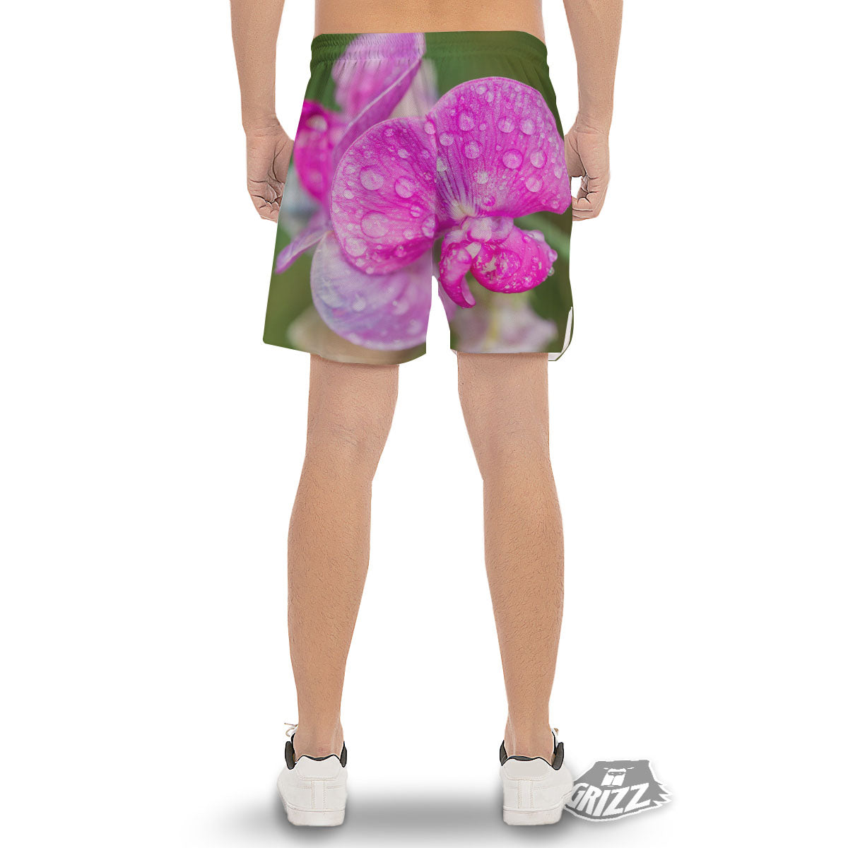 Sweet Pea Purple Print Men's Gym Shorts-grizzshop