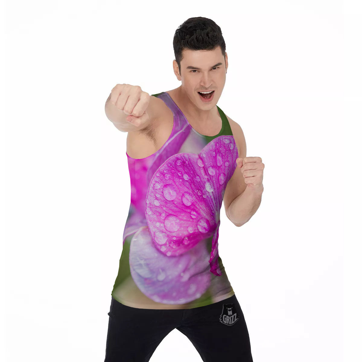 Sweet Pea Purple Print Men's Tank Top-grizzshop
