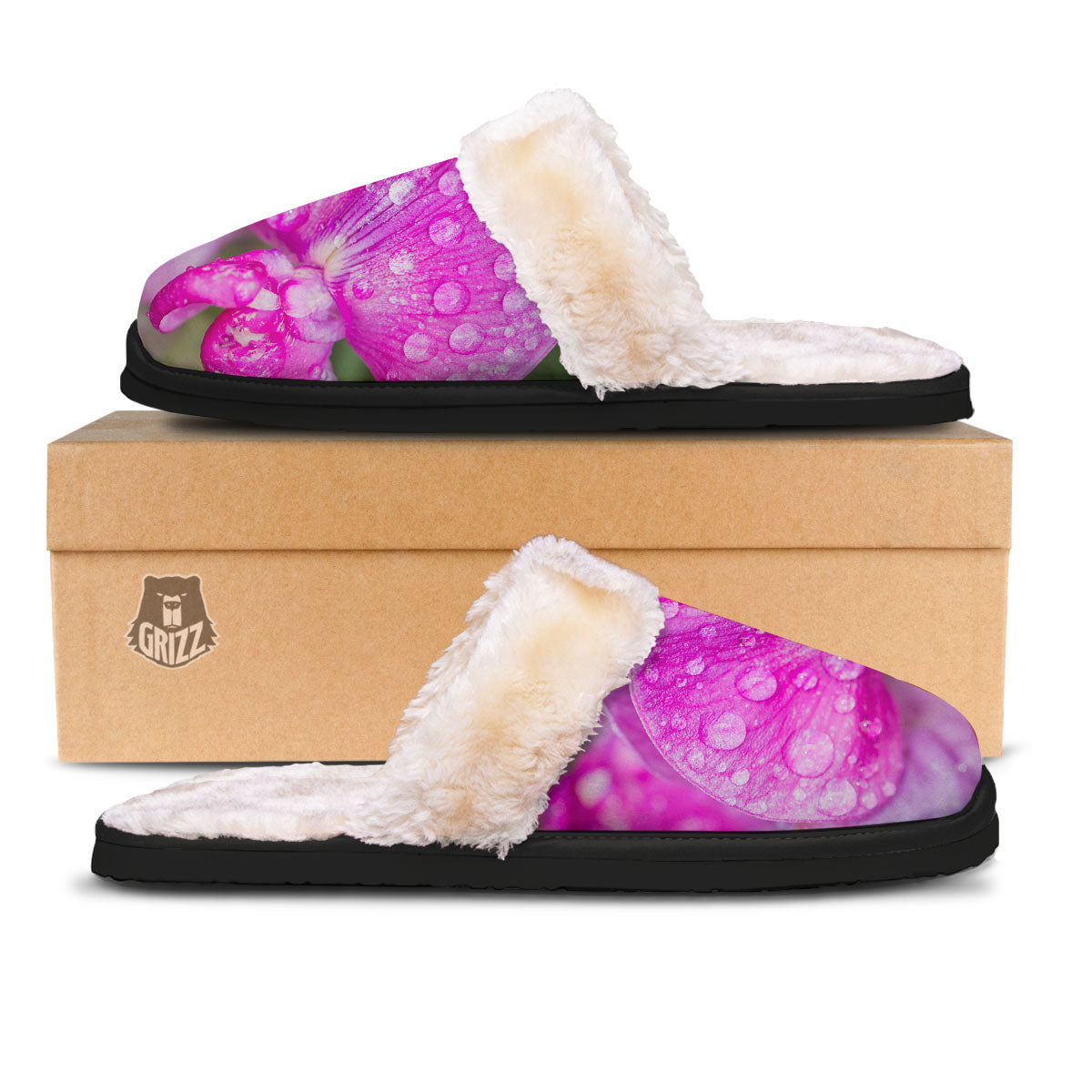 Sweet Pea Purple Print Slippers-grizzshop