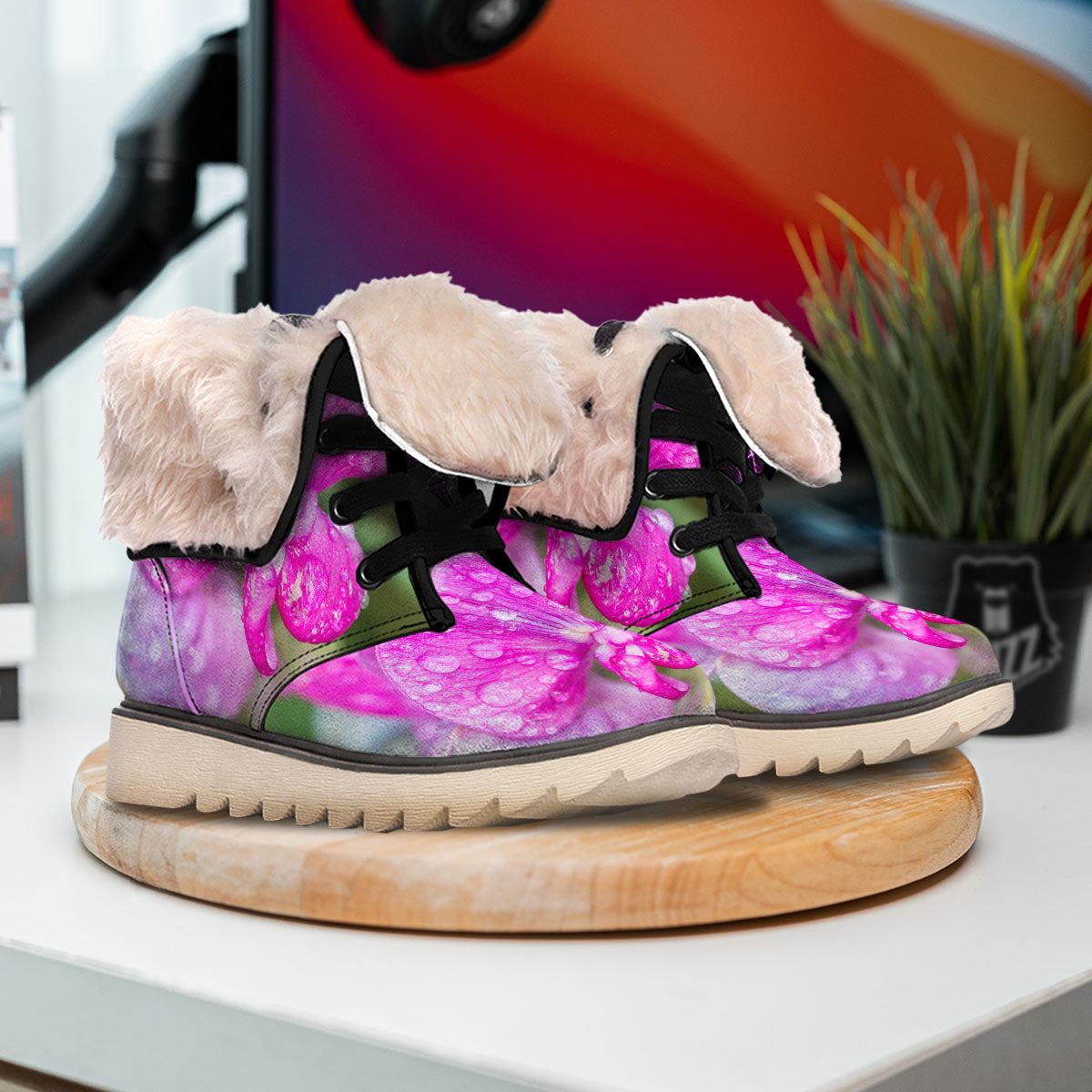 Sweet Pea Purple Print Snow Boots-grizzshop
