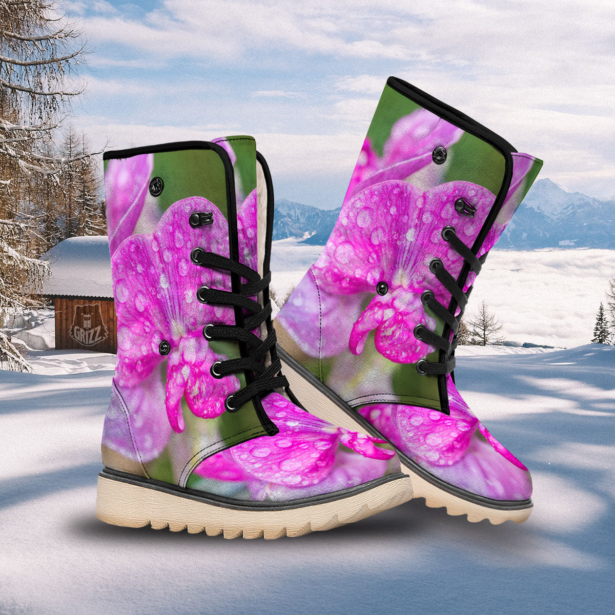 Sweet Pea Purple Print Snow Boots-grizzshop