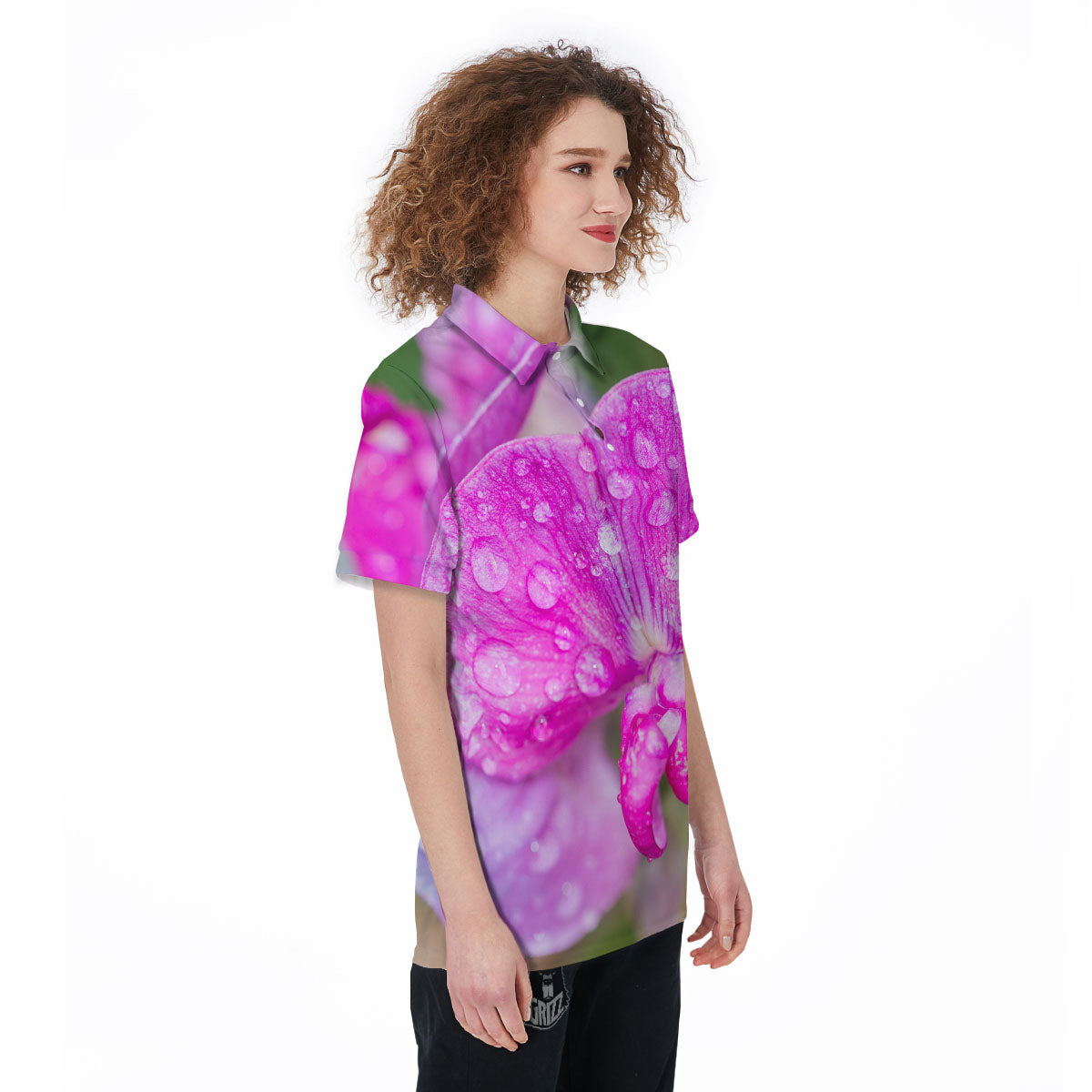 Sweet Pea Purple Print Women's Golf Shirts-grizzshop