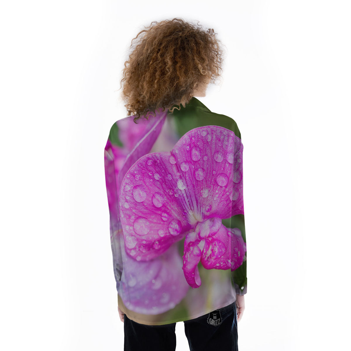 Sweet Pea Purple Print Women's Long Sleeve Shirts-grizzshop