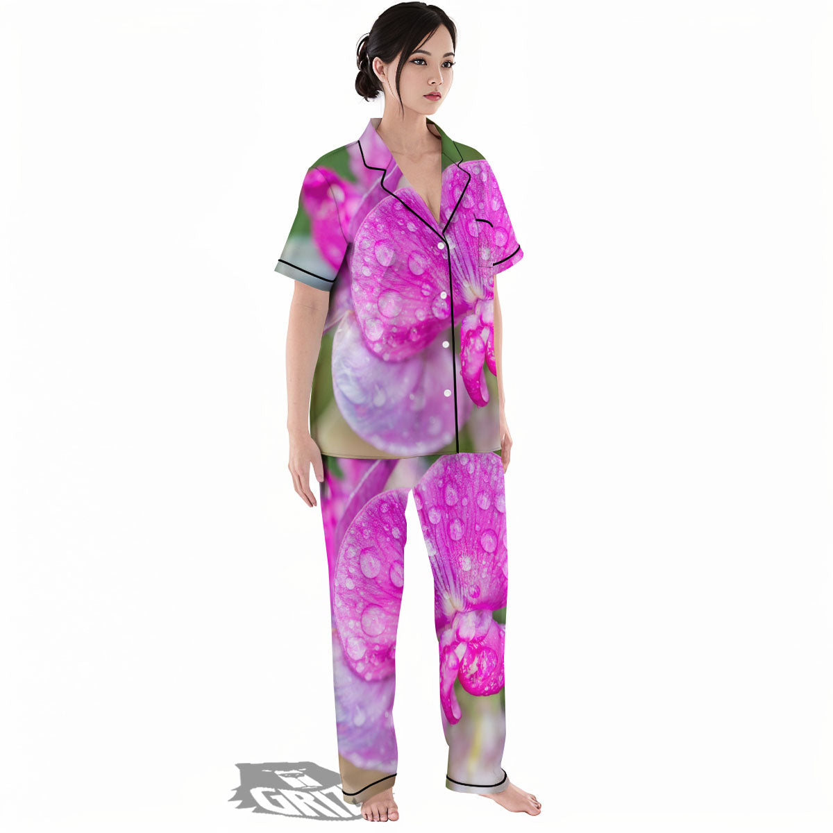 Sweet Pea Purple Print Women's Pajamas Set-grizzshop
