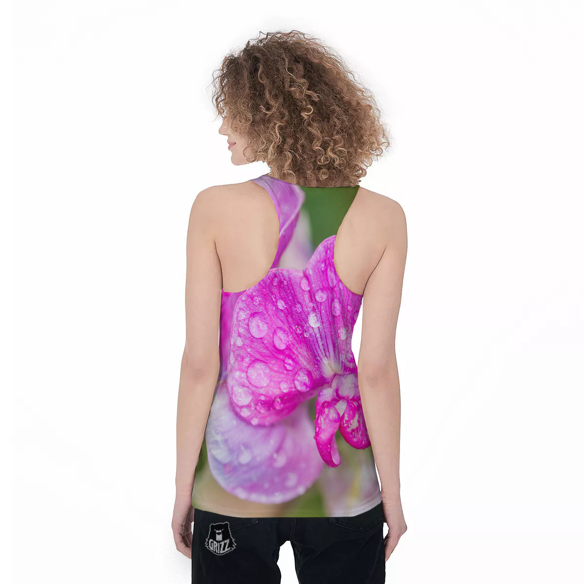 Sweet Pea Purple Print Women's Racerback Tank Top-grizzshop