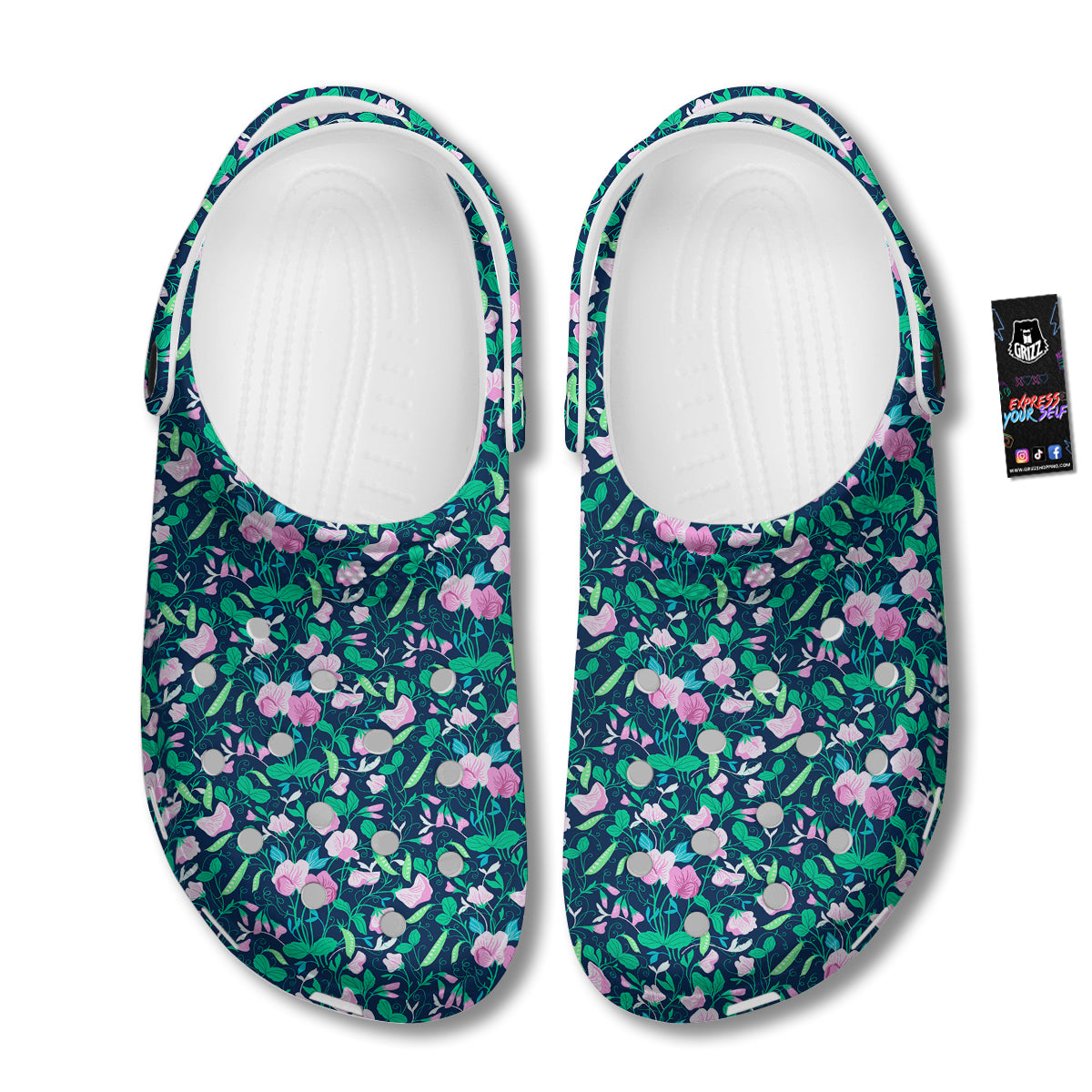 Sweet Pea Vintage Print Pattern Clog-grizzshop