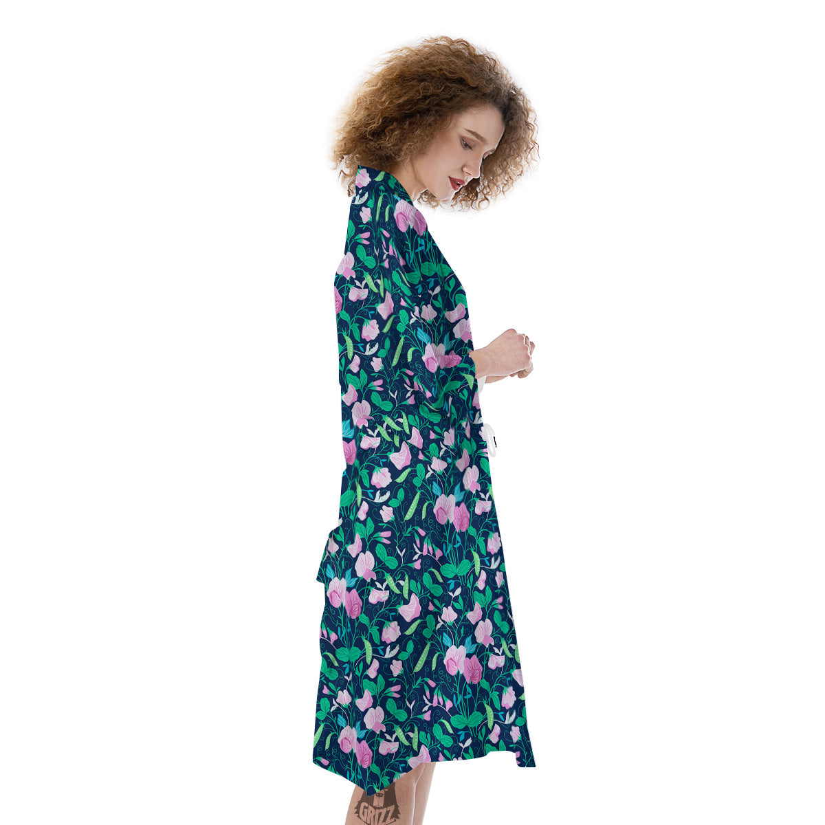 Sweet Pea Vintage Print Pattern Kimono-grizzshop