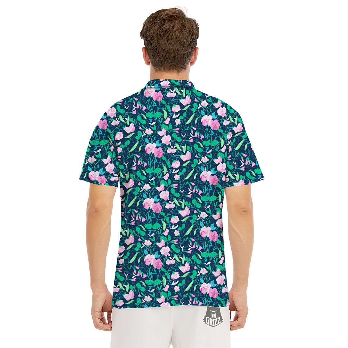 Sweet Pea Vintage Print Pattern Men's Golf Shirts-grizzshop