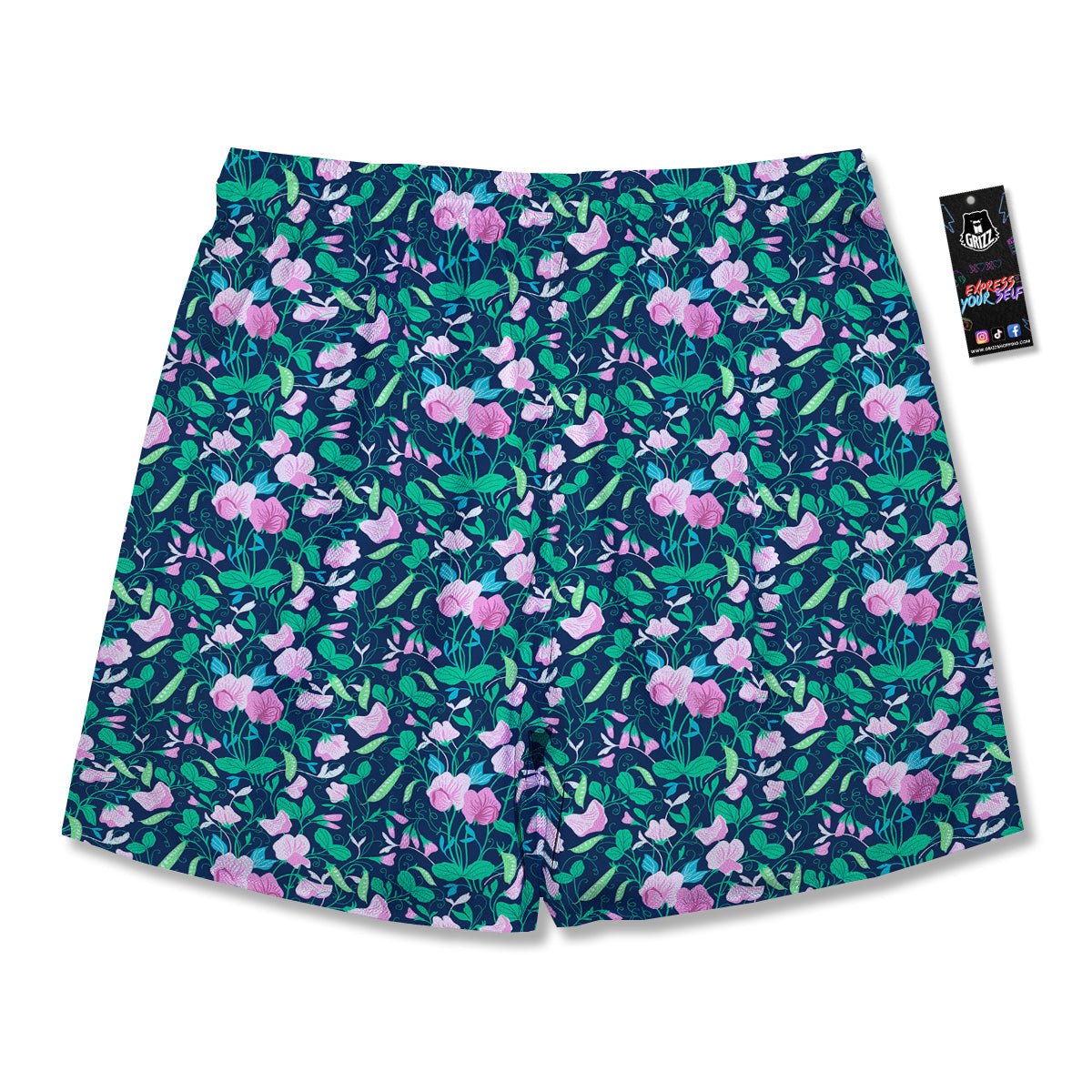 Sweet Pea Vintage Print Pattern Men's Running Shorts-grizzshop