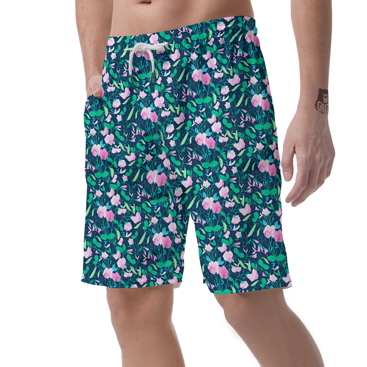 Sweet Pea Vintage Print Pattern Men's Shorts-grizzshop