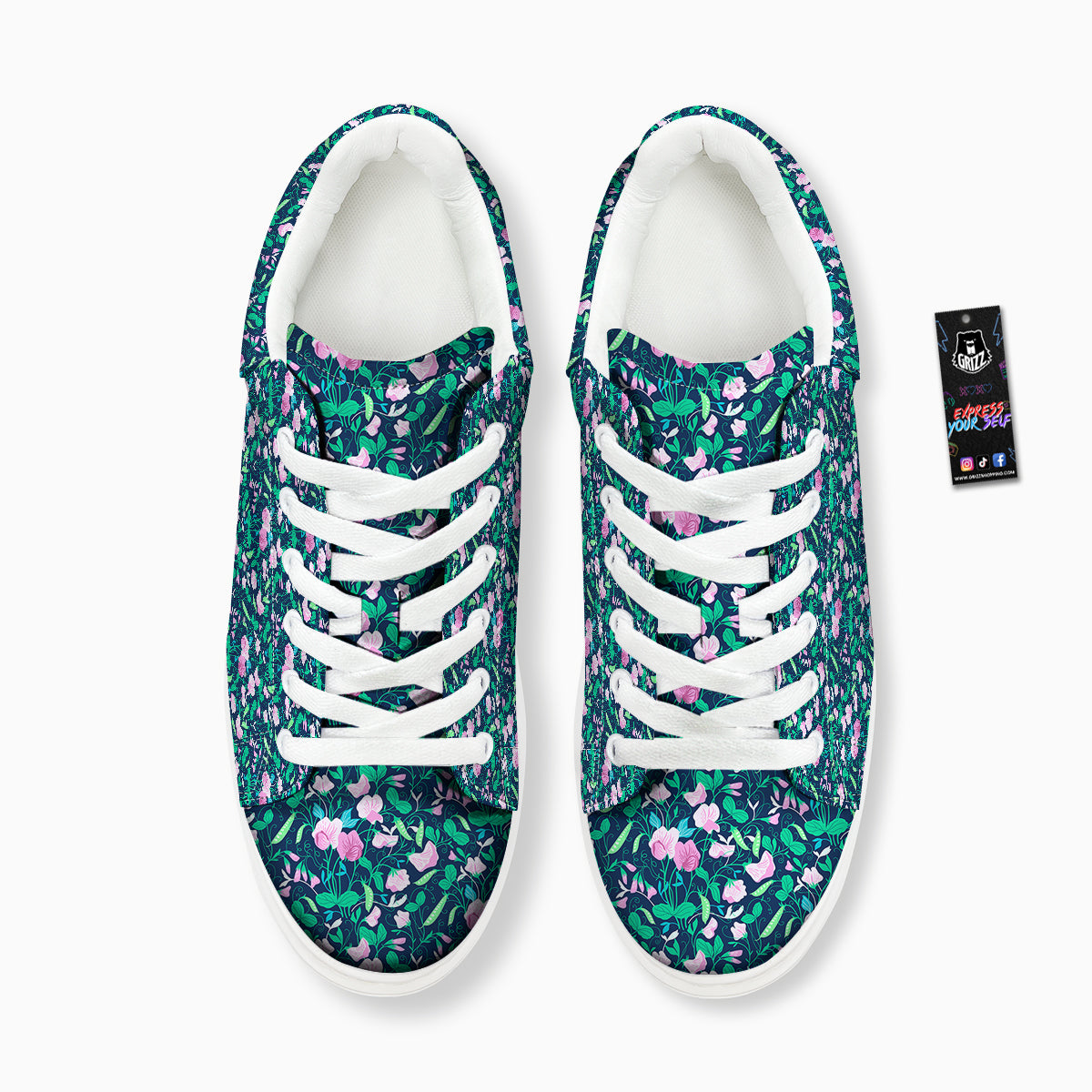 Sweet Pea Vintage Print Pattern Platform Shoes-grizzshop