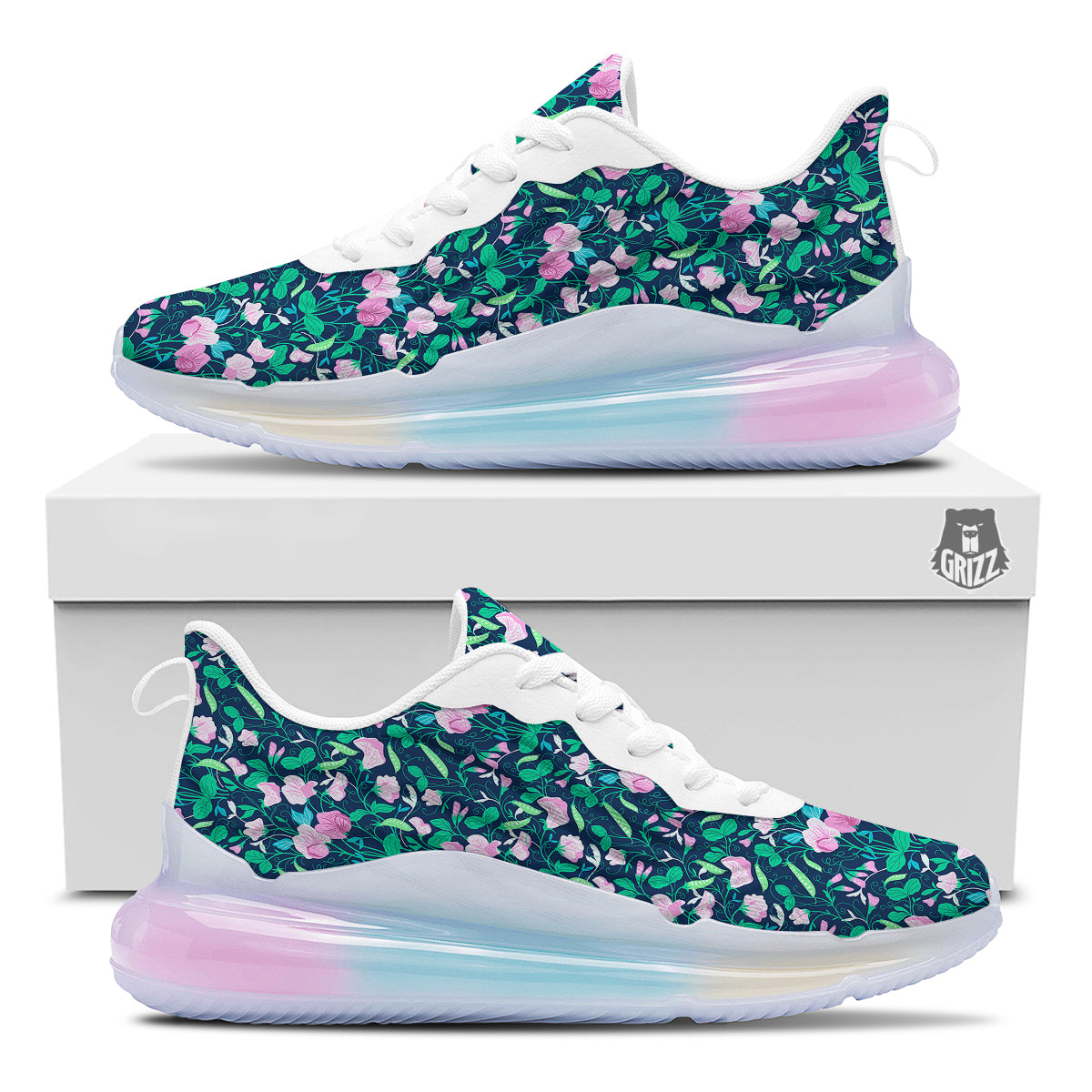 Sweet Pea Vintage Print Pattern Running Sneakers-grizzshop
