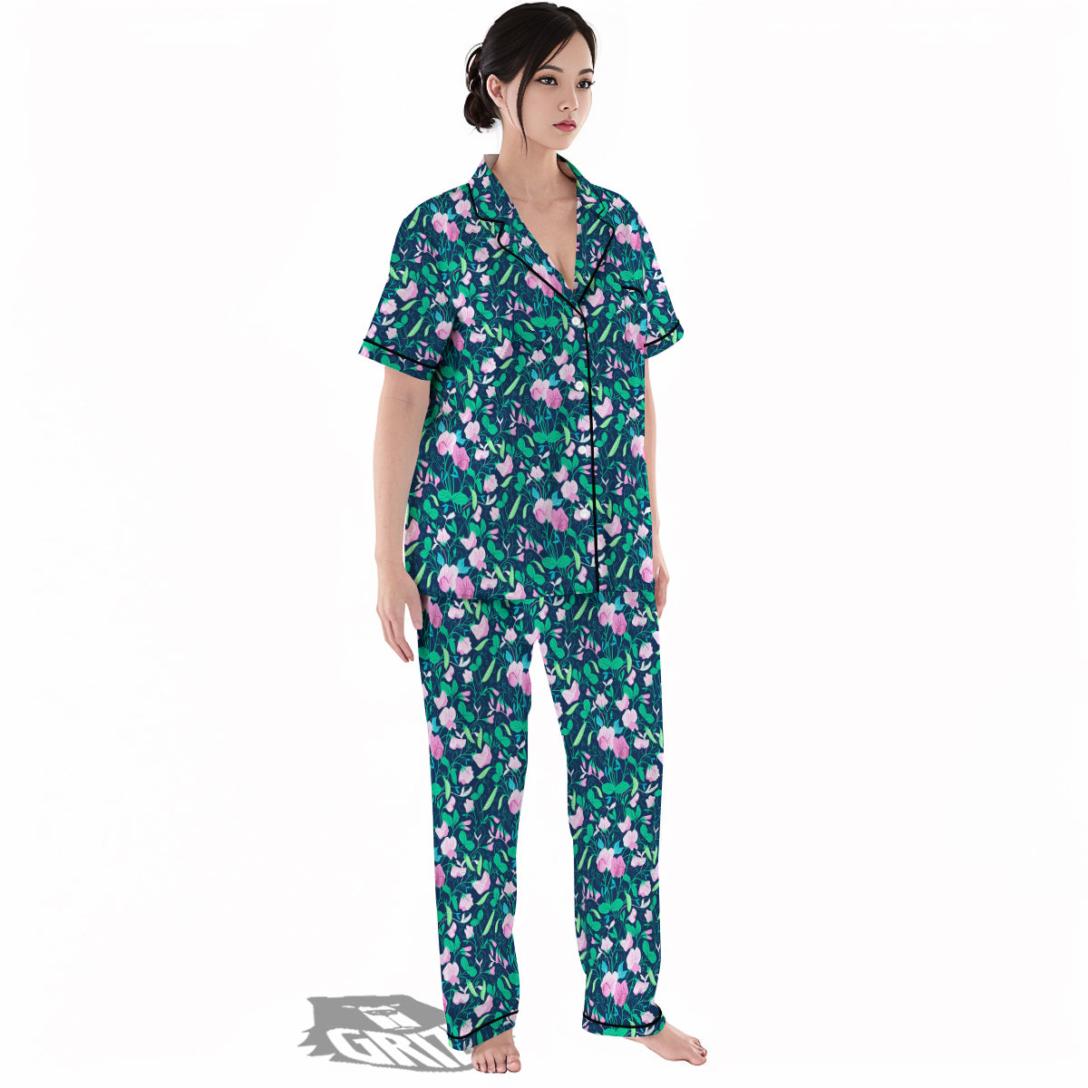 Sweet Pea Vintage Print Pattern Women's Pajamas Set-grizzshop