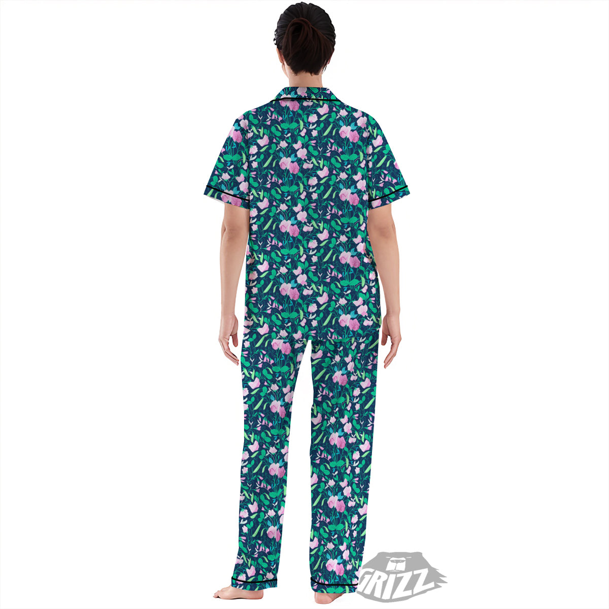 Sweet Pea Vintage Print Pattern Women's Pajamas Set-grizzshop