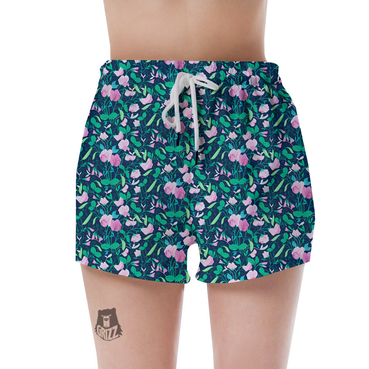 Sweet Pea Vintage Print Pattern Women's Shorts-grizzshop