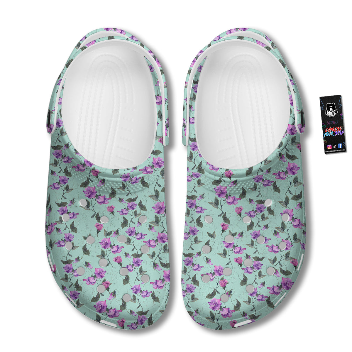 Sweet Pea Watercolor Print Pattern Clog-grizzshop