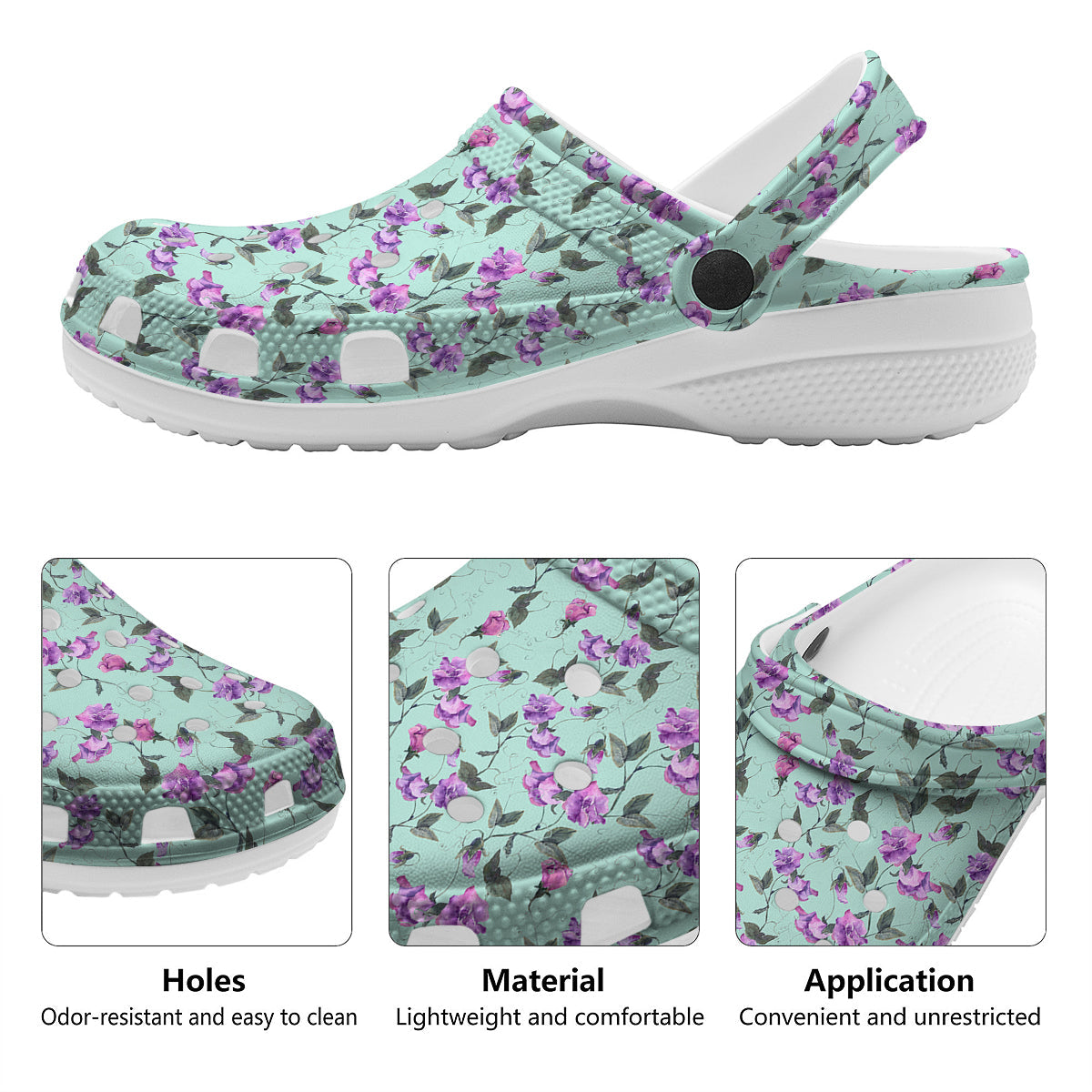 Sweet Pea Watercolor Print Pattern Clog-grizzshop