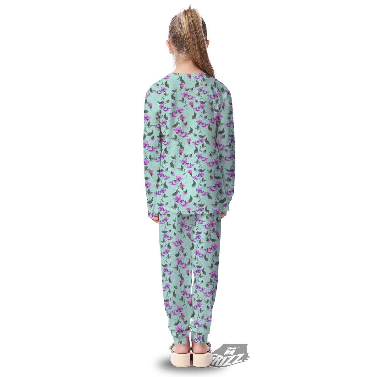Sweet Pea Watercolor Print Pattern Kid's Pajamas-grizzshop
