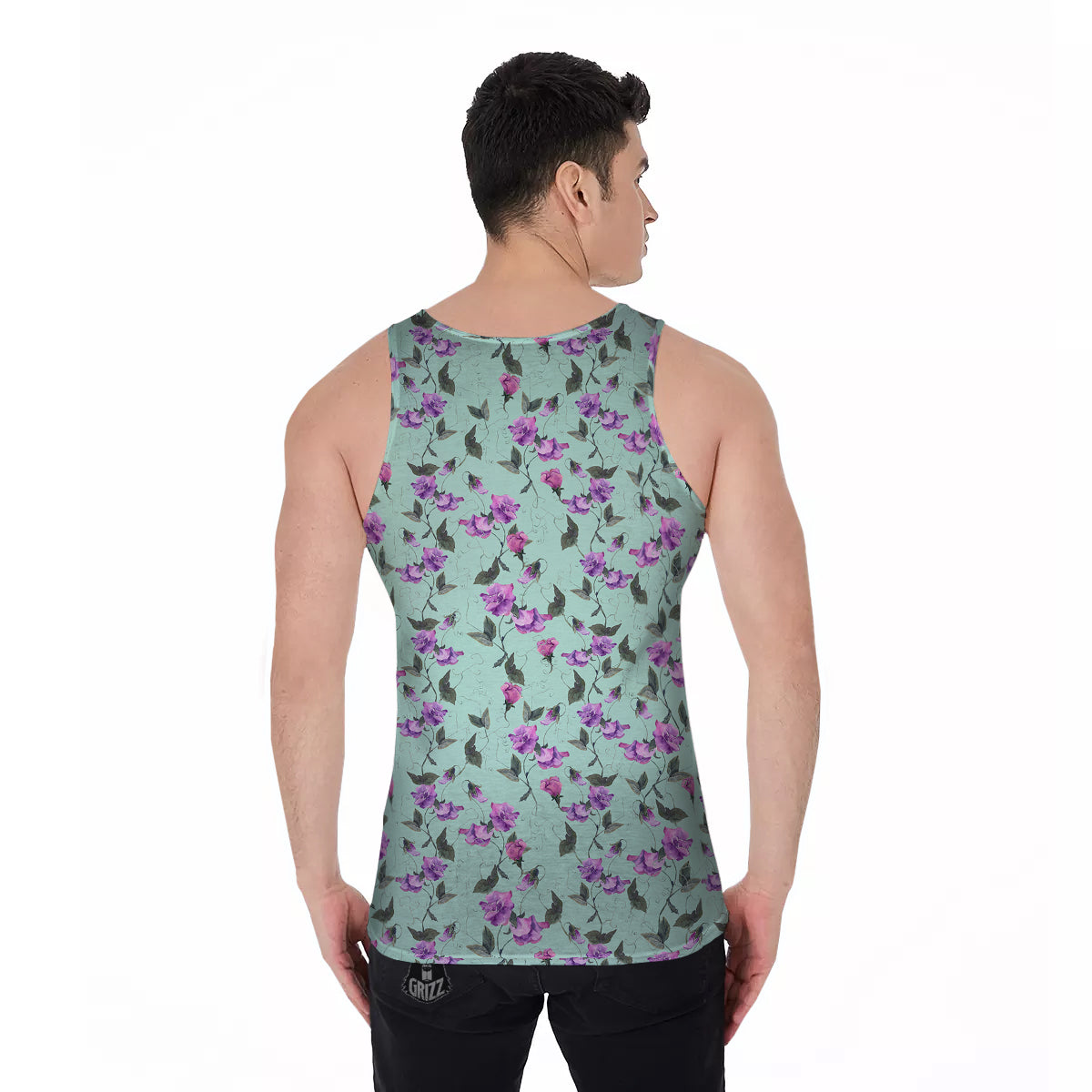 Sweet Pea Watercolor Print Pattern Men's Tank Top-grizzshop