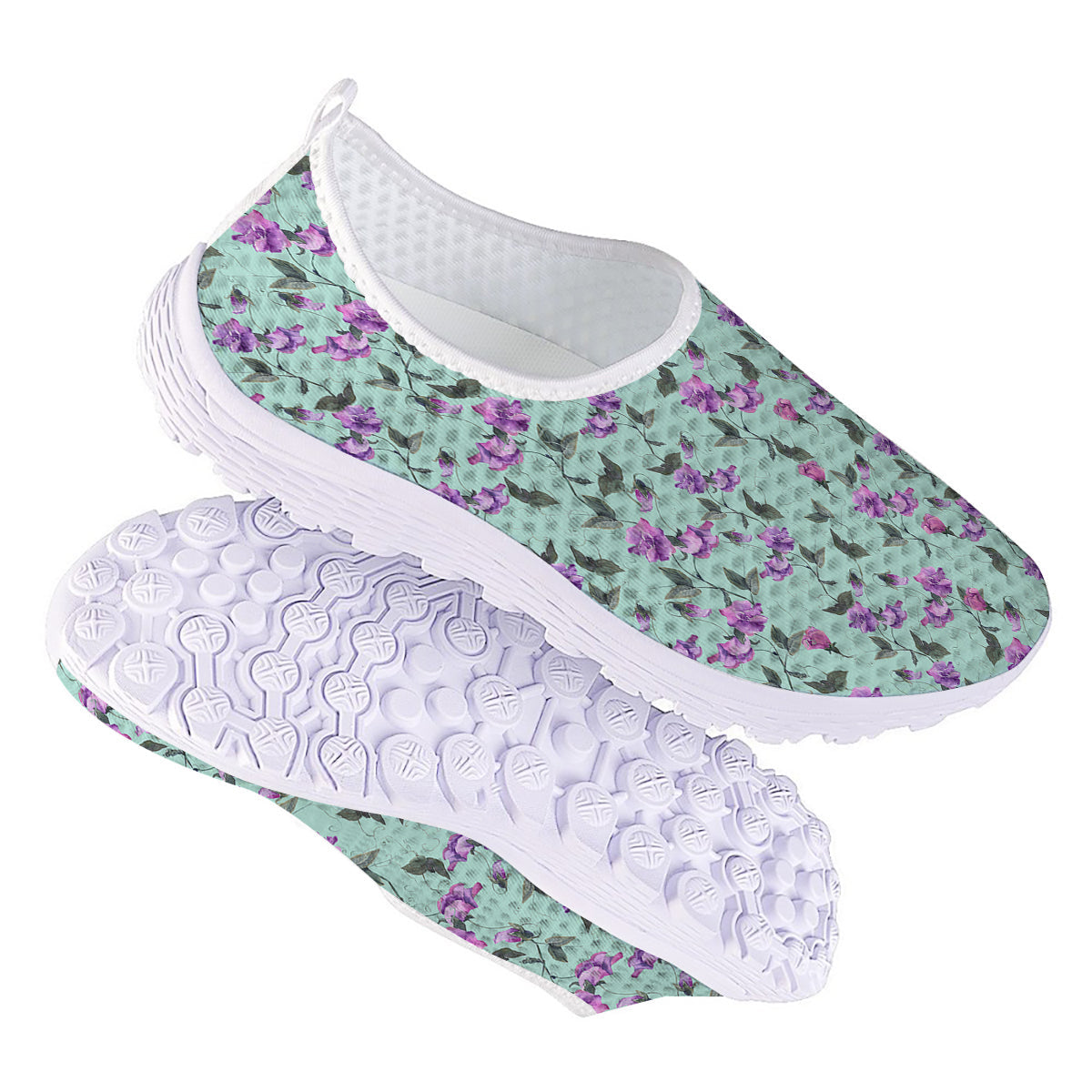 Sweet Pea Watercolor Print Pattern Nurse Shoes-grizzshop