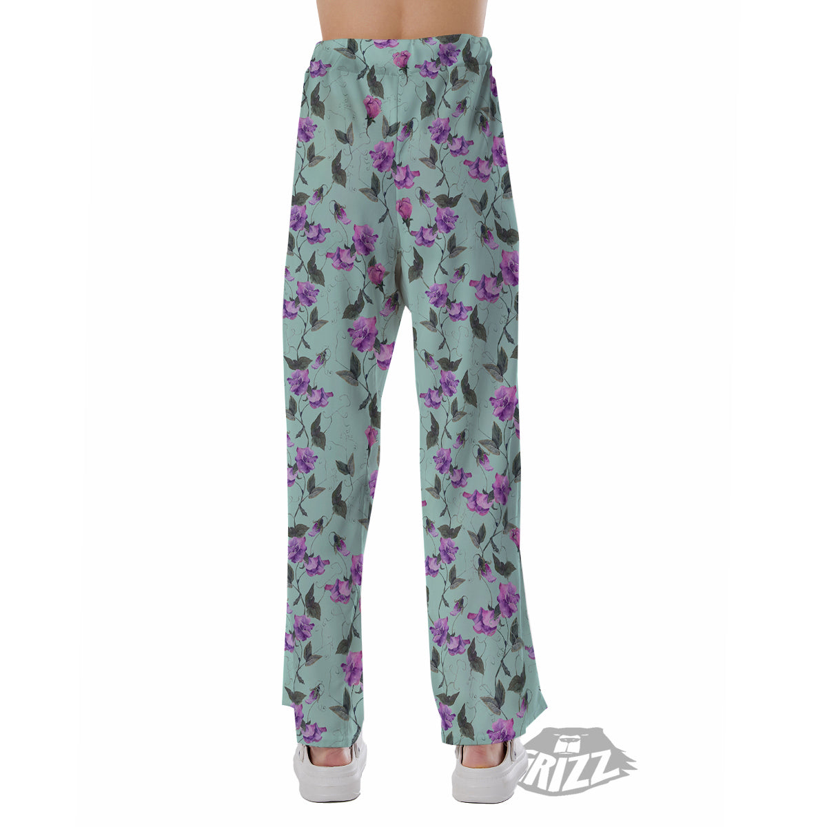 Sweet Pea Watercolor Print Pattern Pajama Pants-grizzshop