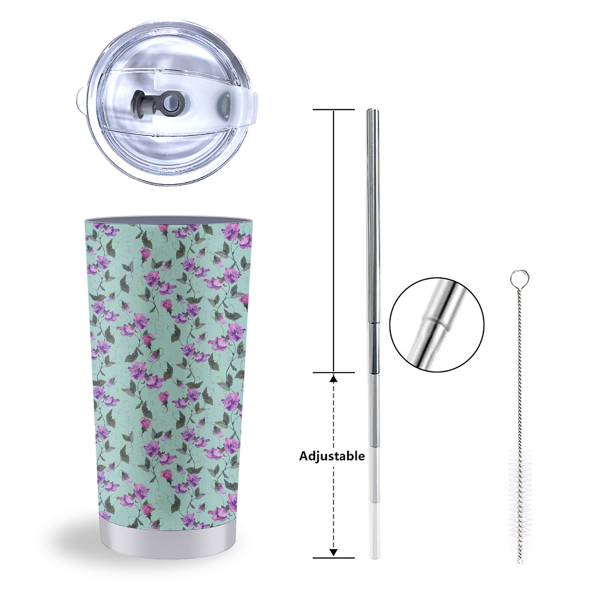 Sweet Pea Watercolor Print Pattern Tumbler-grizzshop