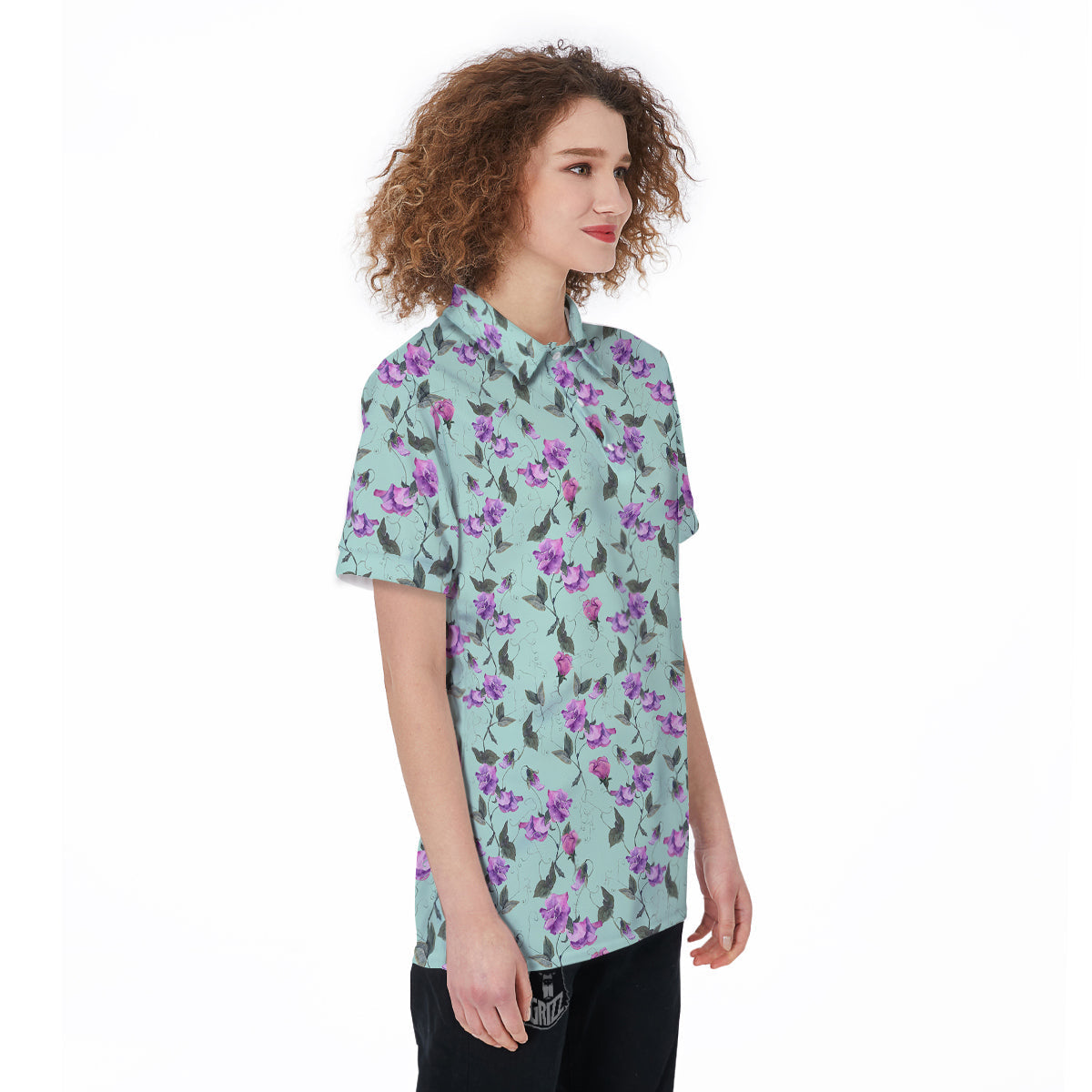 Sweet Pea Watercolor Print Pattern Women's Golf Shirts-grizzshop