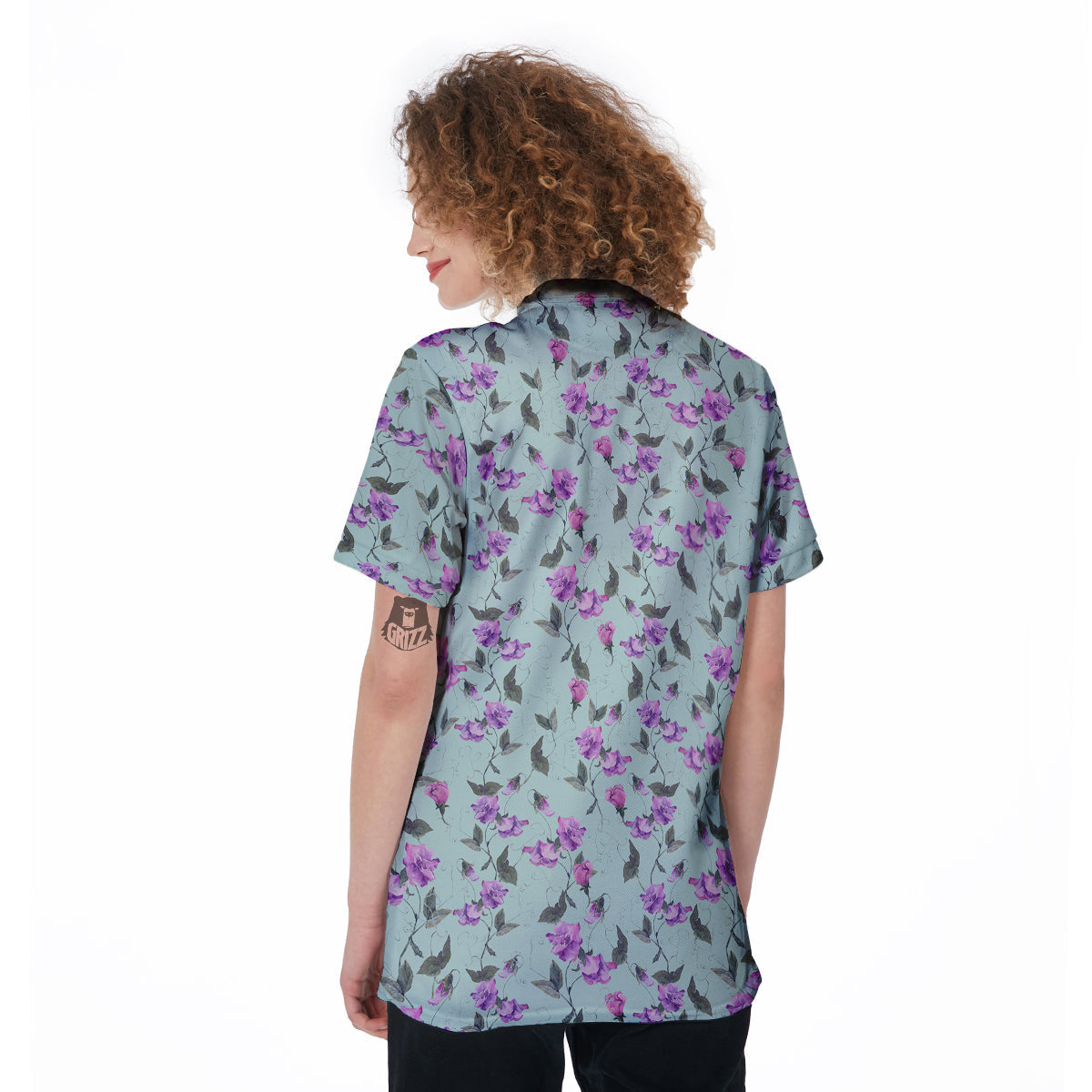 Sweet Pea Watercolor Print Pattern Women's Golf Shirts-grizzshop