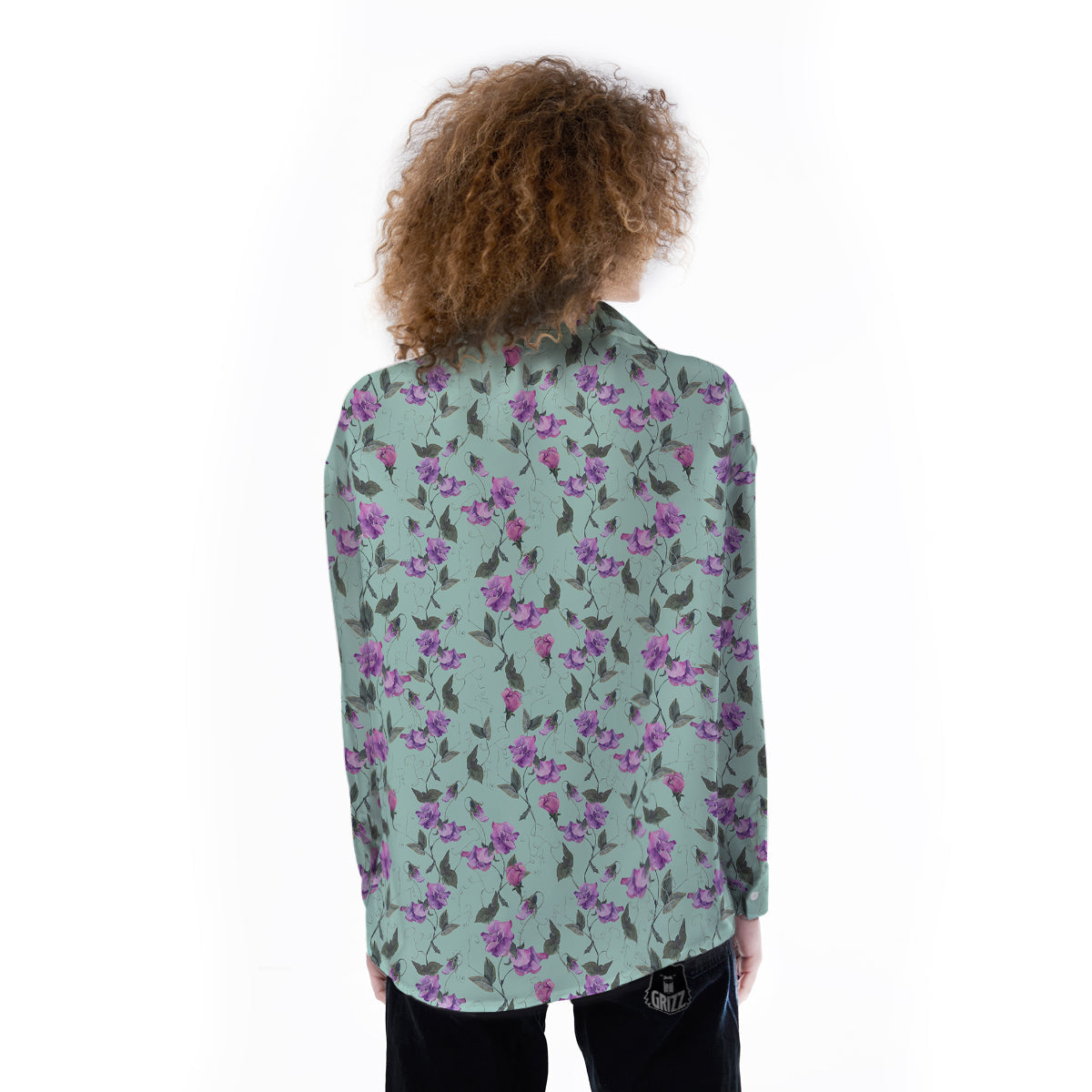 Sweet Pea Watercolor Print Pattern Women's Long Sleeve Shirts-grizzshop
