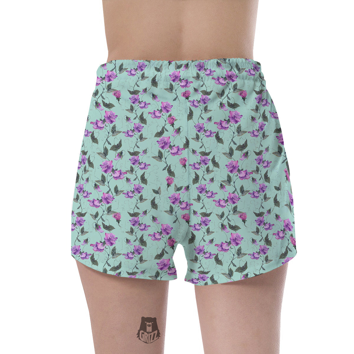 Sweet Pea Watercolor Print Pattern Women's Shorts-grizzshop